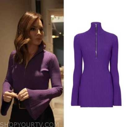 rebecca jarvis, good morning america, purple zipper sweater