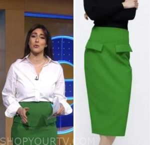 good morning america, erielle reshef, green pencil skirt