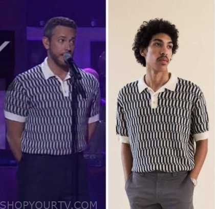 zachary levi, the kelly clarkson show, knit polo shirt