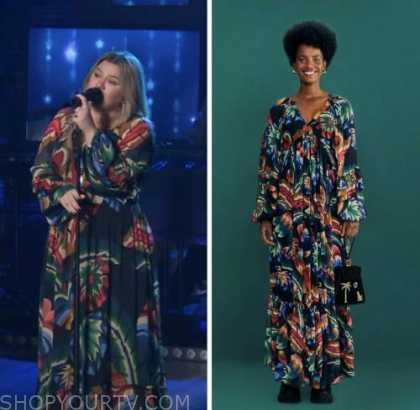 the kelly clarkson show, kelly clarkson, printed maxi dress