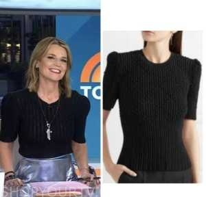 the today show, savannah guthrie, black metallic sweater top