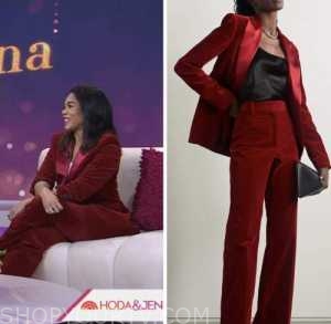 regina hall, the today show, red velvet blazer and pant suit