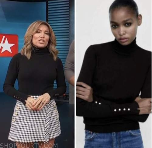 access hollywood, black turtleneck top, kit hoover