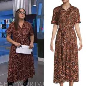 savannah sellers, nbc news daily, brown animal print shirt dress