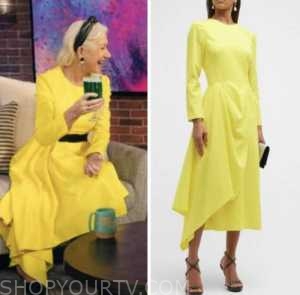 helen mirren, the kelly clarkson show, yellow asymmetric dress