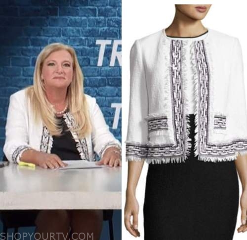 alison triessl, access daily, white tweed jacket