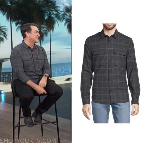 rob riggle, access daily, grey plaid shirt