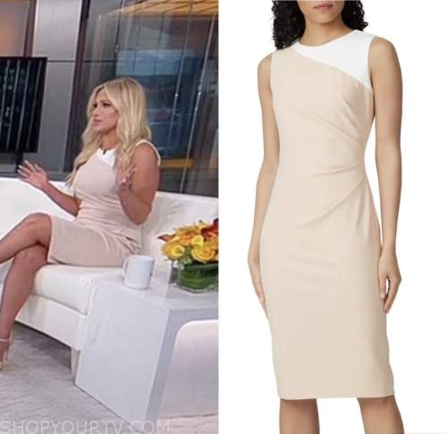 outnumbered, tomi lahren, fox news fashion, beige and white colorblock sheath dress