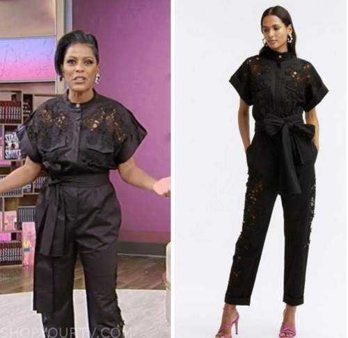 tamron hall, tamron hall show, black lace jumpsuit