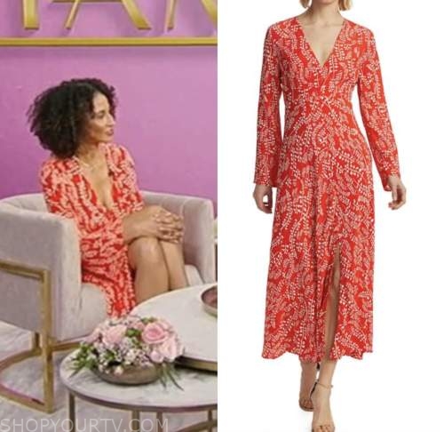 Laura Cathcart Robbins, tamron hall show, red floral midi dress