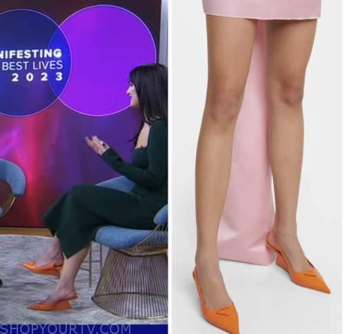 roxie nafousi, good morning america, orange slingback heels