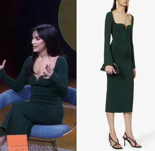 Roxie Nafousi. gma3, green ribbed knit dress
