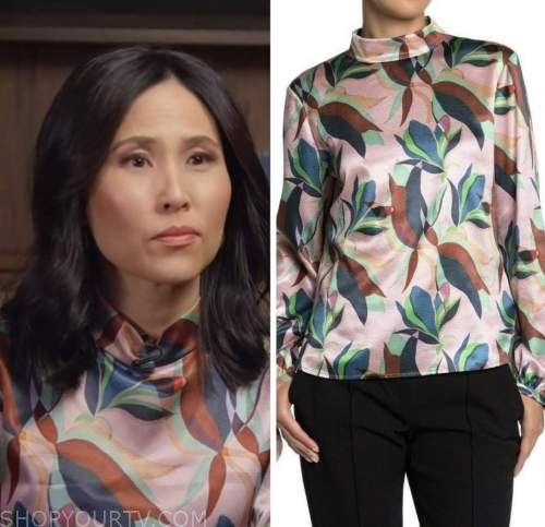 vicky nguyen, nbc news daily, pink floral mock neck top