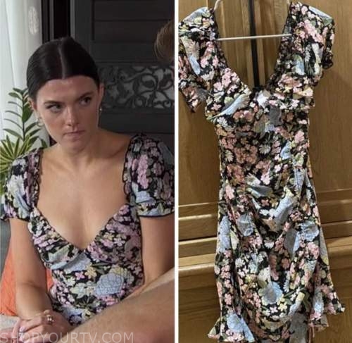 gabi elnicki, the bachelor, black floral puff sleeve dress