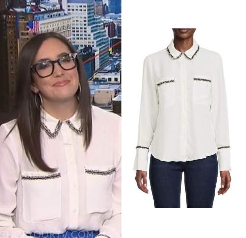 nbc news daily, white contrast trim shirt, savannah sellers