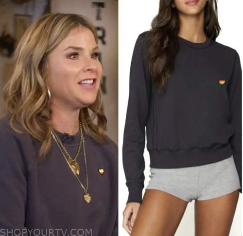 the today show, hoda and jenna, jenna bush hager, grey heart sweatshirt