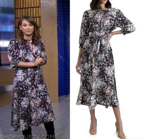 Good Morning America: March 2023 Ginger Zee's Floral Print Midi Dress ...