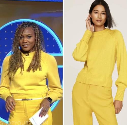 janai norman, good morning america, yellow sweater