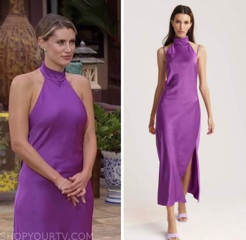 the bachelor, purple halter dress, kaity biggar