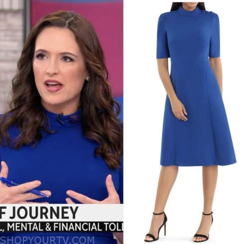 WornOnTV: Nikole Killion's blue split-neck dress on CBS Mornings