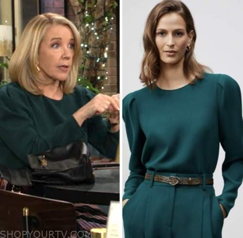 nikki newman, green blouse, the young and the restless, melody thomas scott