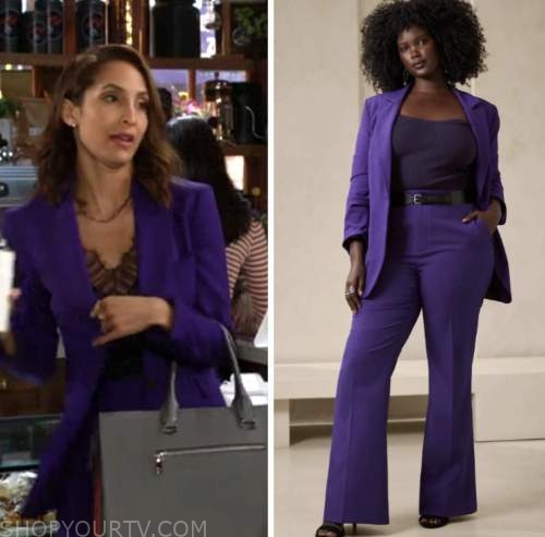 lily winters, christel khalil, the young and the restless, purple blazer and pant suit
