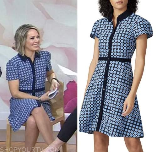 dylan dreyer, the today show, blue geometric print shirt dress