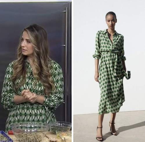 the today show, laura vitale, green geometric print dress