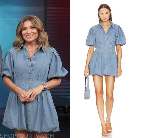 kit hoover, denim puff sleeve dress, access hollywood