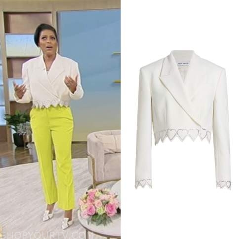 tamron hall, tamron hall show, white heart crop blazer