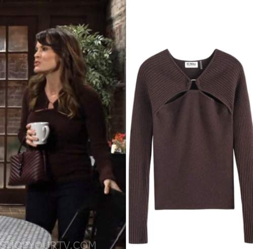 the young and the restless, chelsea newman, brown cutout sweater, melissa claire egan