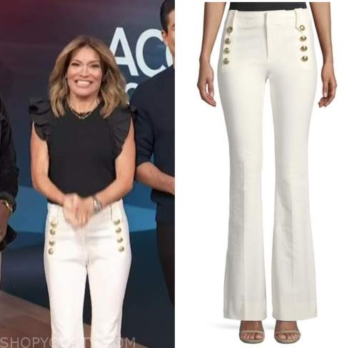 kit hoover, access hollywood, white sailor button front pants