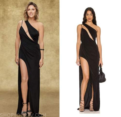 chloe mitchell, elizabeth hendrickson, the young and the restless, black cutout one shoulder gown