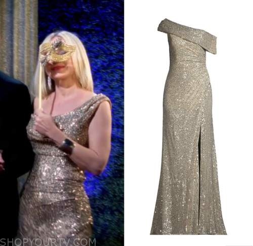 sharon newman, sharon case, the young and the restless, gold sequin gown dress