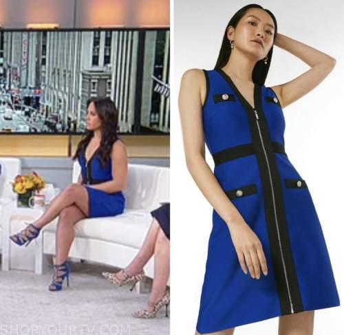 outnumbered, blue military dress, emily compagno, fox news fashion