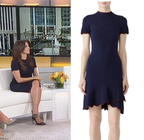 rachel campos duffy, outnumbered, navy blue scallop dress