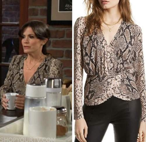 the young and the restless, chelsea newman, melissa claire egan, snakeskin wrap top