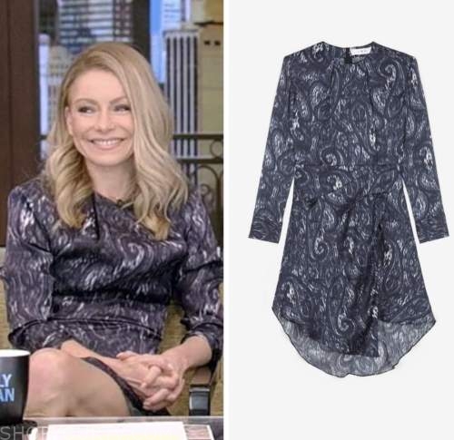 kelly ripa, live with kelly and ryan, navy blue printed dress