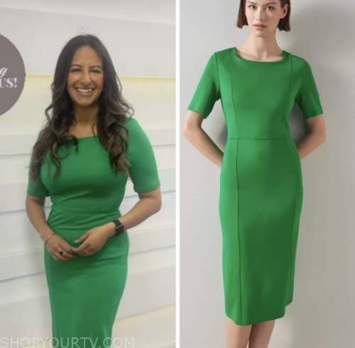 ranvir singh, good morning britain, green pencil dress