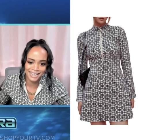 extra, rachel lindsay, geometric print zip-up dress