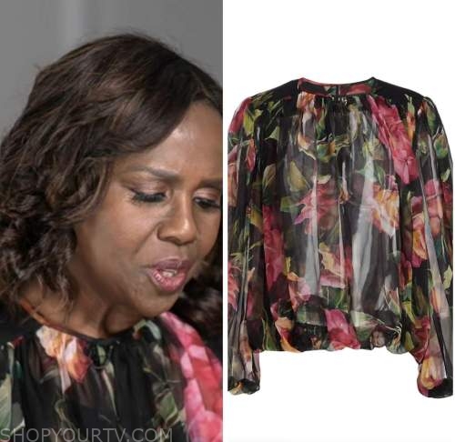 deborah roberts, black floral top, good morning america