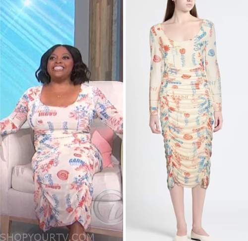 sherri shepherd, logo ruched midi dress, sherri