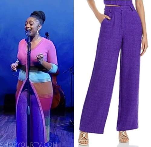 samara joy, tamron hall show, purple tweed pants