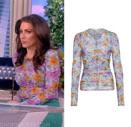 alyssa farah griffin, the view, floral puff sleeve midi dress