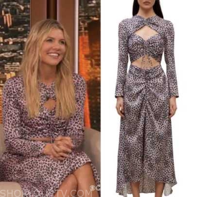 amanda kloots, pink leopard cutout dress, drew barrymore show