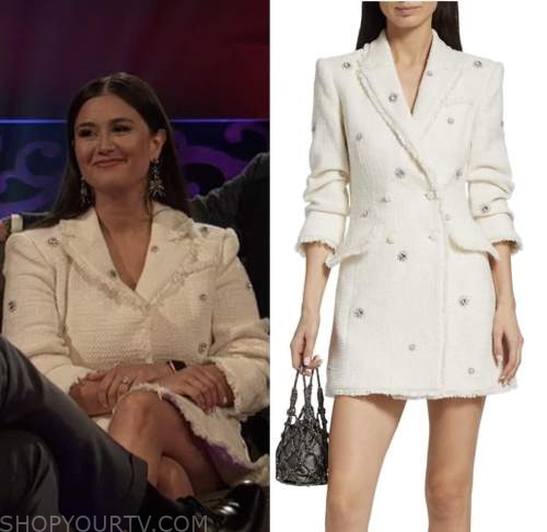 Catherine Giudici lowe, the bachelor, ivory embellished blazer dress