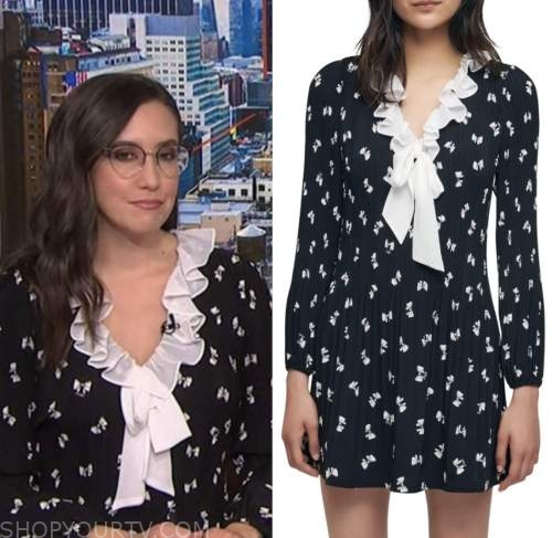 nbc news daily, savannah sellers, black and white bow ruffle dress