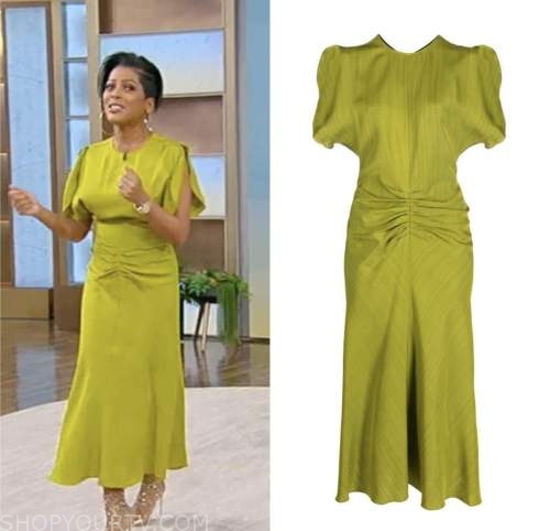 tamron hall show, tamron hall, green midi dress