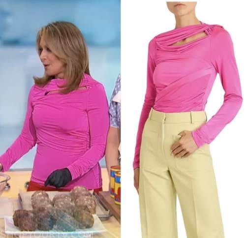 Rosanna Scotto, sherri, pink cutout long sleeve top
