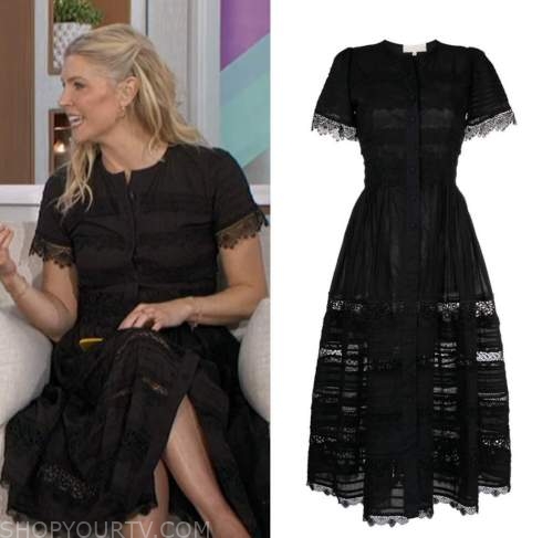 the talk, black lace trim shirt dress, amanda kloots